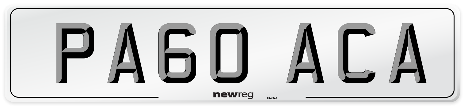 PA60 ACA Number Plate from New Reg